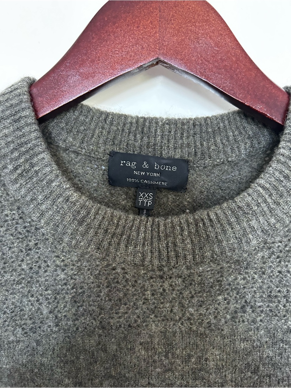 rag & bone Olive Crewneck Sweater with Yellow Trim